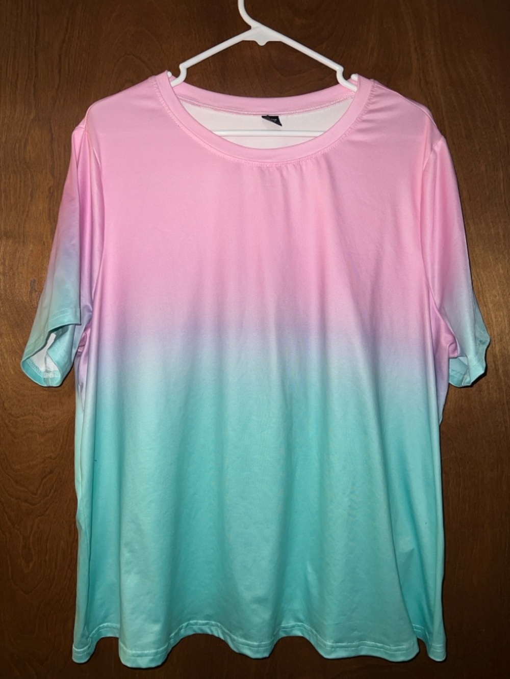 SHEIN Curve Pink Ombre Short Sleeve Tee